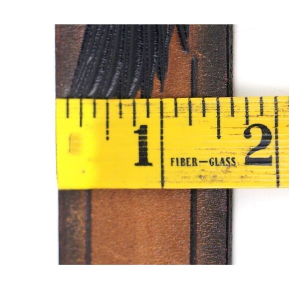 SCUBA TOOLED BROWN GENUINE LEATHER 1 5/8"Wd CASUAL DRESS MEN'S BELT Sz 32 (F99 - Picture 8 of 12